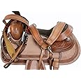 Western Saddle Trail Pleasure Horse Saddles Rodeo Cowboy Floral Tooled Leather Tack Set 15 16 17 18