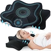 DONAMA Cervical Pillow for Neck and Shoulder,Contour Memory Foam Pillow,Ergonomic Neck Support Pillow for Side Back Stomach Sleepers with Pillowcase