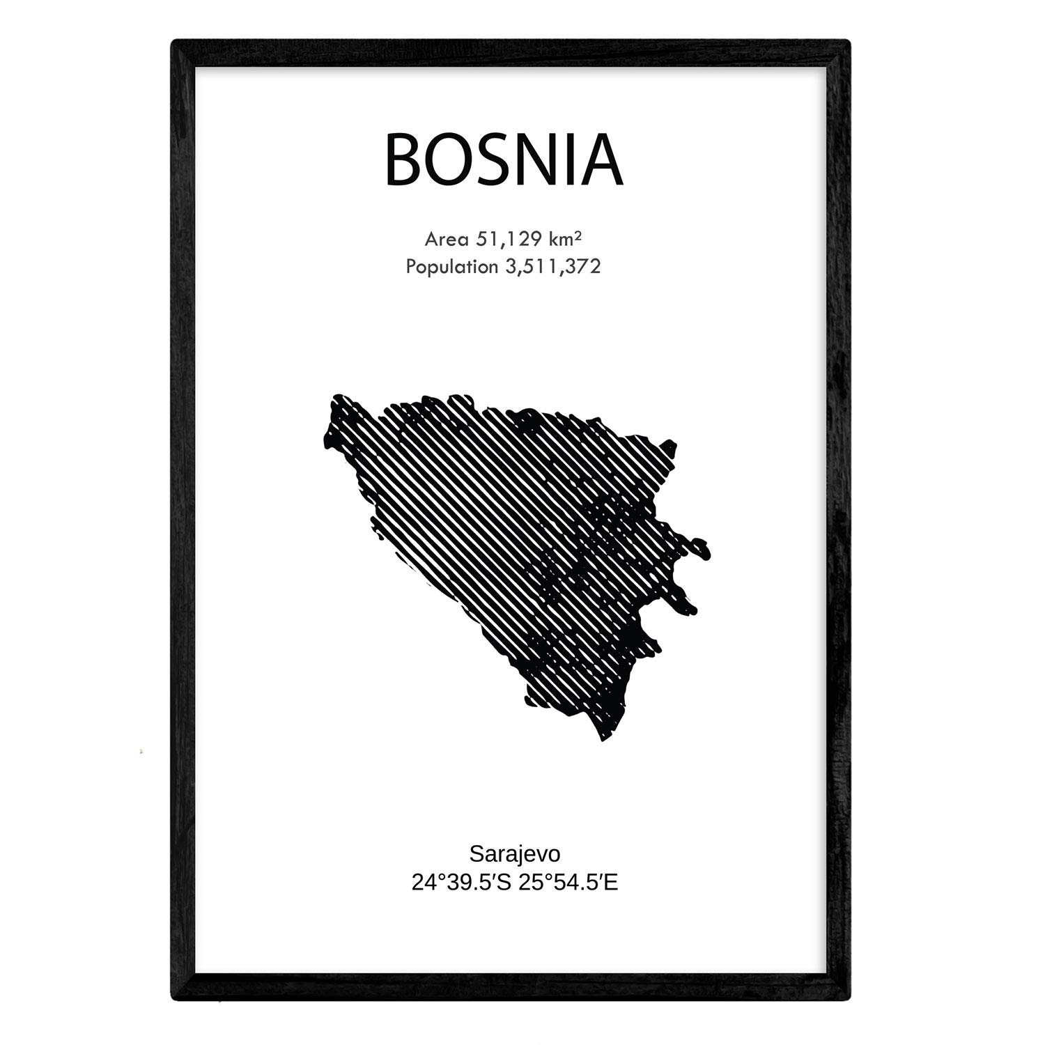 Nacnic Poster of Bosnia. Sheets of countries and continents. A4 size — image 1