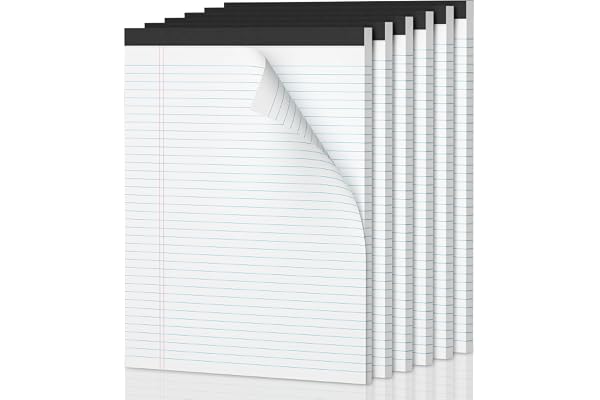 Legal Pads 8.5 x 11.75 College Ruled Note Pads, 6 Pack Notepads 8.5 x 11.75 Lined Paper Narrow Ruled Writing Pads, 30 Sheets