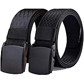 WYuZe Mens Nylon Web Belt No Metal Nickel-Free Military Tactical Hiking Belt