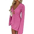 ANRABESS Beach Cover Ups for Women Crochet Swimsuit Bathing Suit Swimwear Bikini Mesh Knit Dress 2025 Summer Vacation Outfits