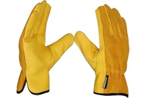 SAWANS Leather Working Gloves Work Gardening Gloves Thorn Proof Garden Heavy Duty Utility Men Women Construction