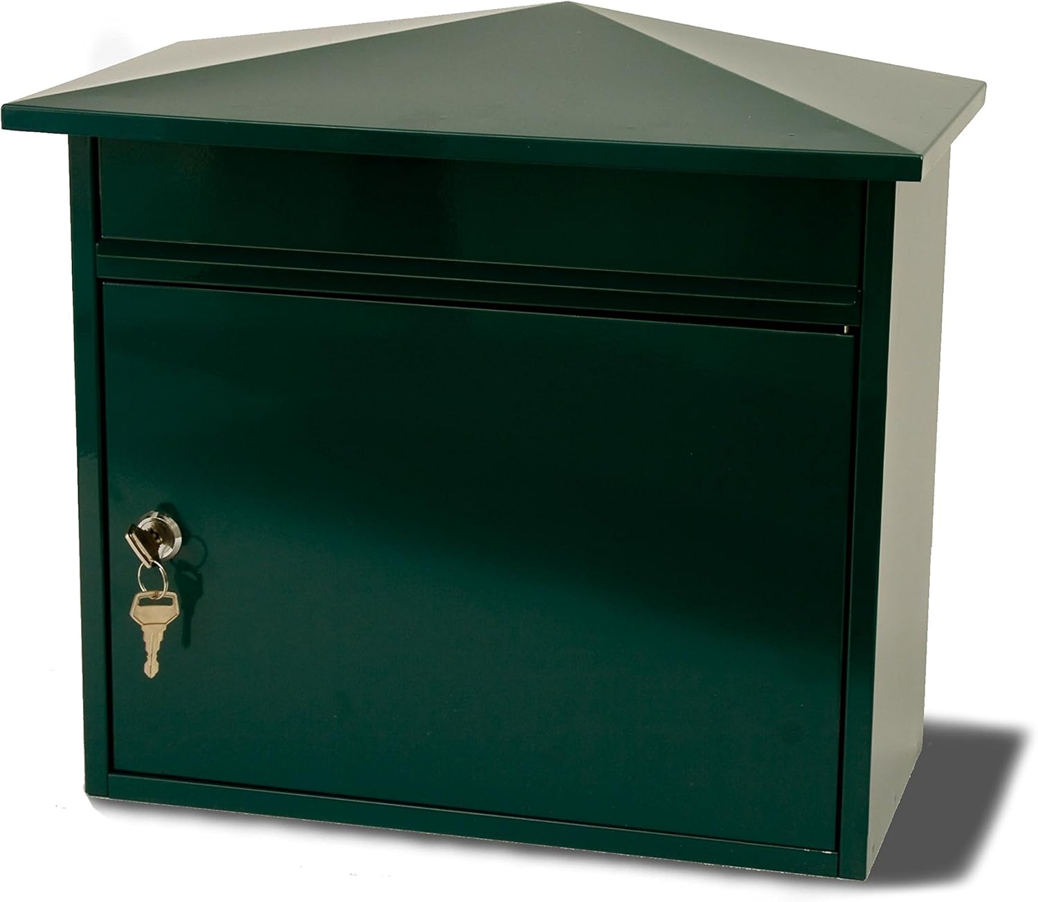 Burg-Wachter MB15G Mersey Large Wall Mounted Galvanised Steel Post Box , Green 390mm x 347mm x 206mm