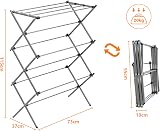HOMIDEC 3-Tier Clothes Airer Grey, Durable Steel, Folding Design view 4