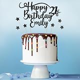 Cakeshop Personalised Happy Birthday Glitter Cake Topper - Black Name & Age view 3
