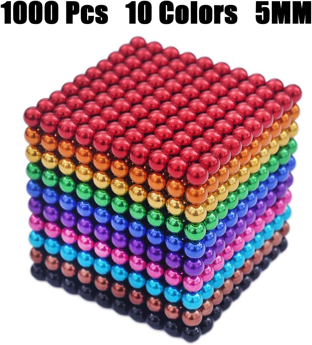 JIAKELOVEYI 512 Pcs 216 Pcs of 5MM 8 Colors Magnets Toys Magnetic Fidget Blocks Building Blocks for Development Learning and Stress Relief Office Desk Toys for Adults and Kids (1000 Pieces)