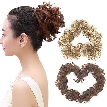 Adjustable Long Curly Hair Extensions For Messy Bun Amazon In