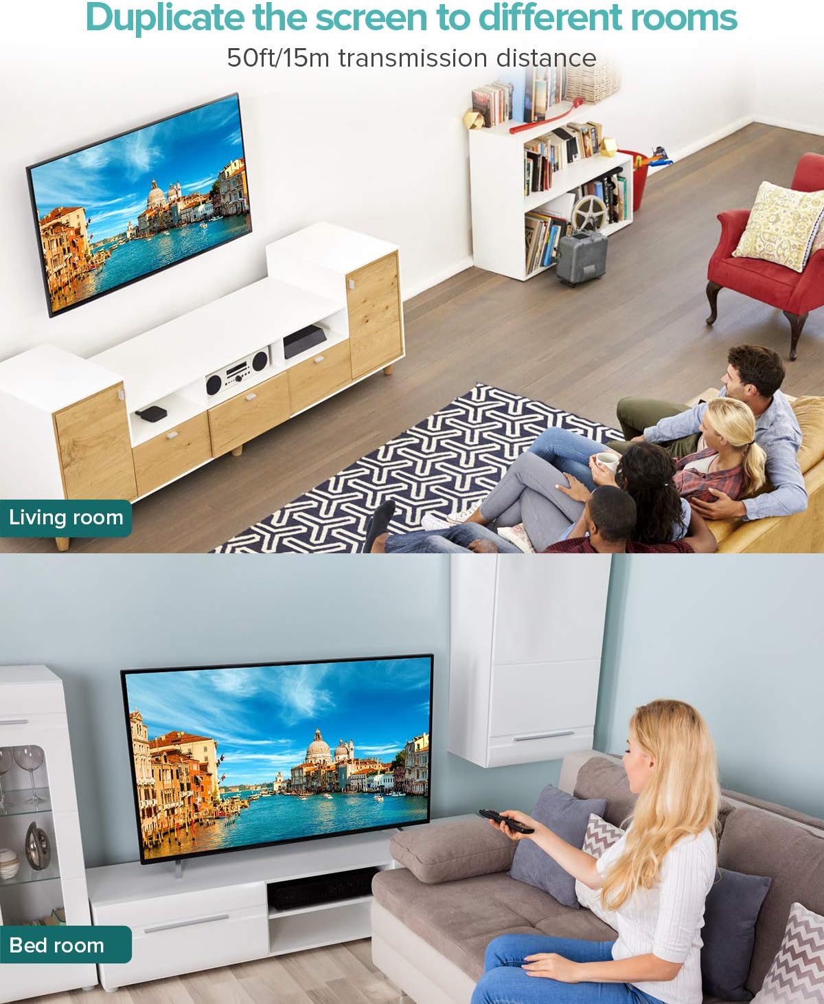 HDMI Splitter 1 in 2 Out, TOPYIYI 4K HDMI Splitter for Dual Monitors with Built-in High Speed Cable, HDCP1.4 Bypass, Supports 4K@30Hz 3D 1080P for Xbox PS4 PS3 Blu-Ray Player Fire Stick Cable Box: Home Audio & Theater