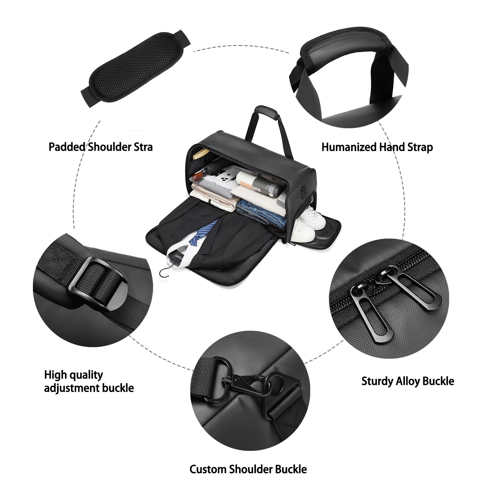 Garment Duffle Bags for Travel,Moulyan Convertible Garment Bag with Shoe Compartment,3 in 1 Waterproof Travel Suit Bag with Shoulder Strap for Men Women