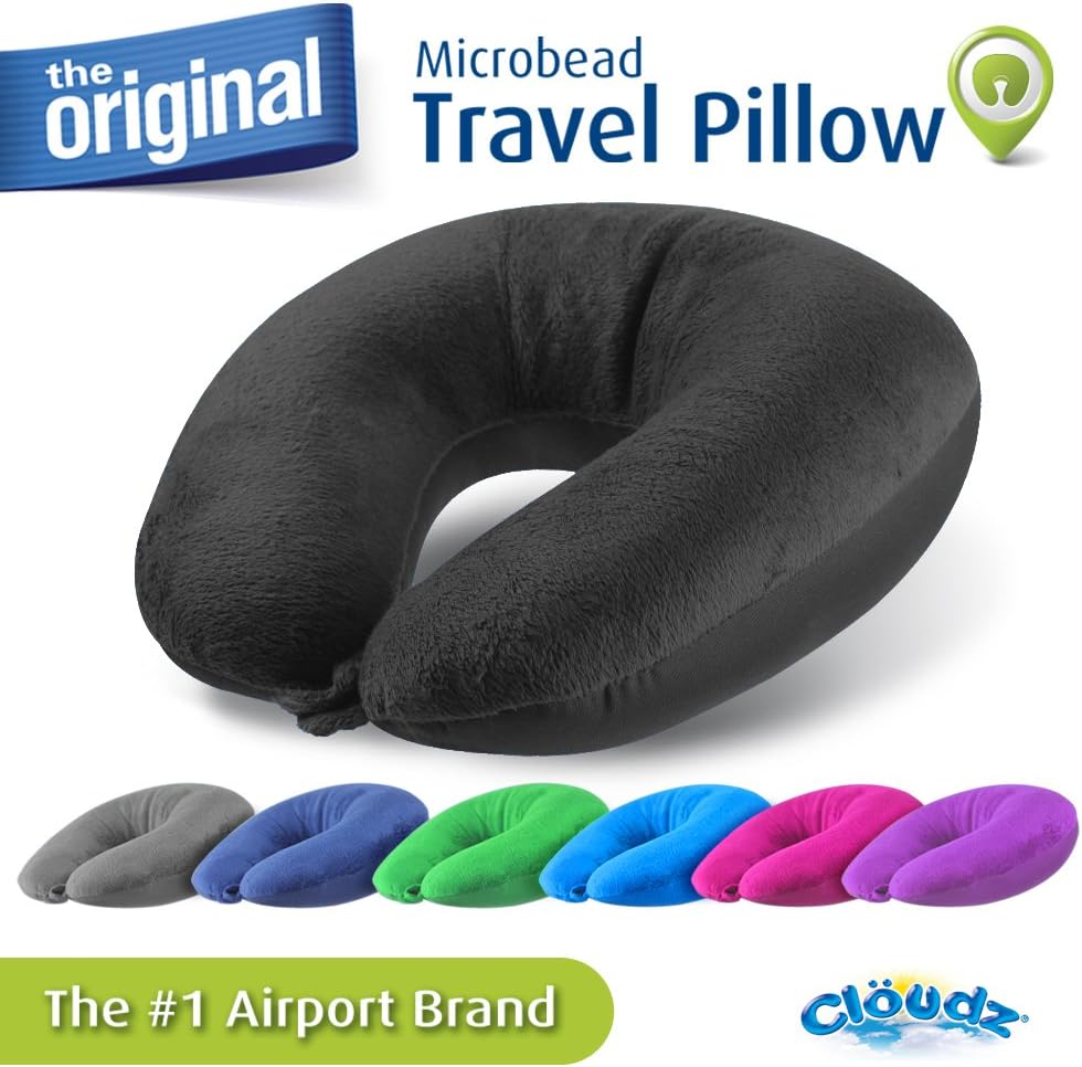 Cloudz Microbead Travel Neck Pillow - Black: Home & Kitchen