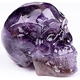 QLRSUXN 2 Inch Dream Amethyst Crystal Skulls Decor,Human Skull Sculpture Statues Healing Crystal Decor,Halloween Skull Figurines,Home Office Decoration Christmas Meditation Gifts for Men Women