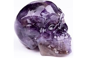 QLRSUXN 2 Inch Dream Amethyst Crystal Skulls Decor,Human Skull Sculpture Statues Healing Crystal Decor,Halloween Skull Figurines,Home Office Decoration Christmas Meditation Gifts for Men Women