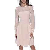 Karl Lagerfeld Womens Illisoin Sleeve Long Sleeve Party Aline Dress