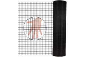 DWALE Hardware Cloth PVC Coated Wire Mesh 48'' x 50' 1/2inch Mesh Black Vinyl Coated Fence Chicken Wire Fencing 16 Gauge Chain Link Fence for Chicken Coop, Animal Control,Gutter Guard, and Home Improvement