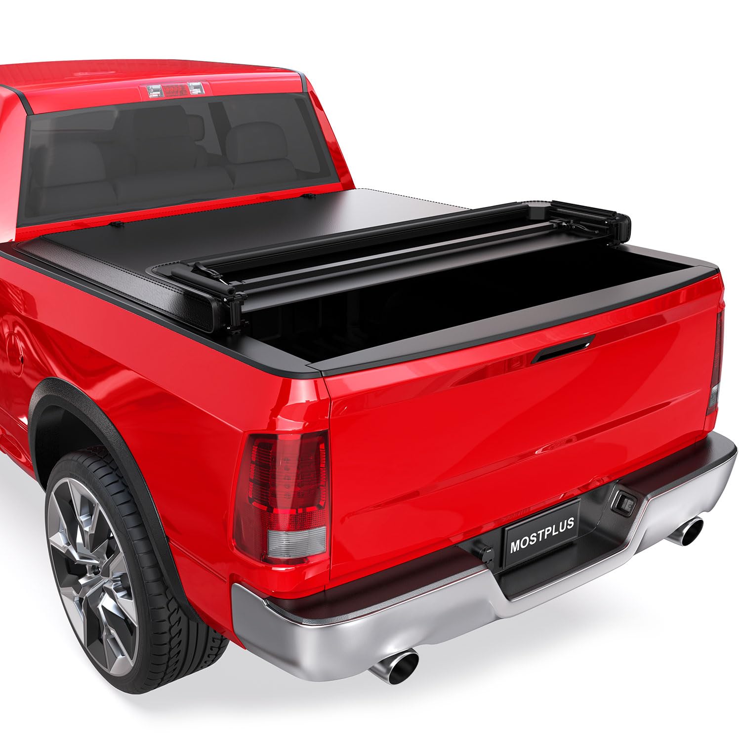 Photo 1 of MOSTPLUS Soft Quad FOLD Truck Bed Tonneau Cover Compatible with 2009-2025 Dodge Ram 1500 Fleetside Inclu. Classic & New Body (w/o RamBox) (5.8 FT Bed) On Top — 69.6 inch