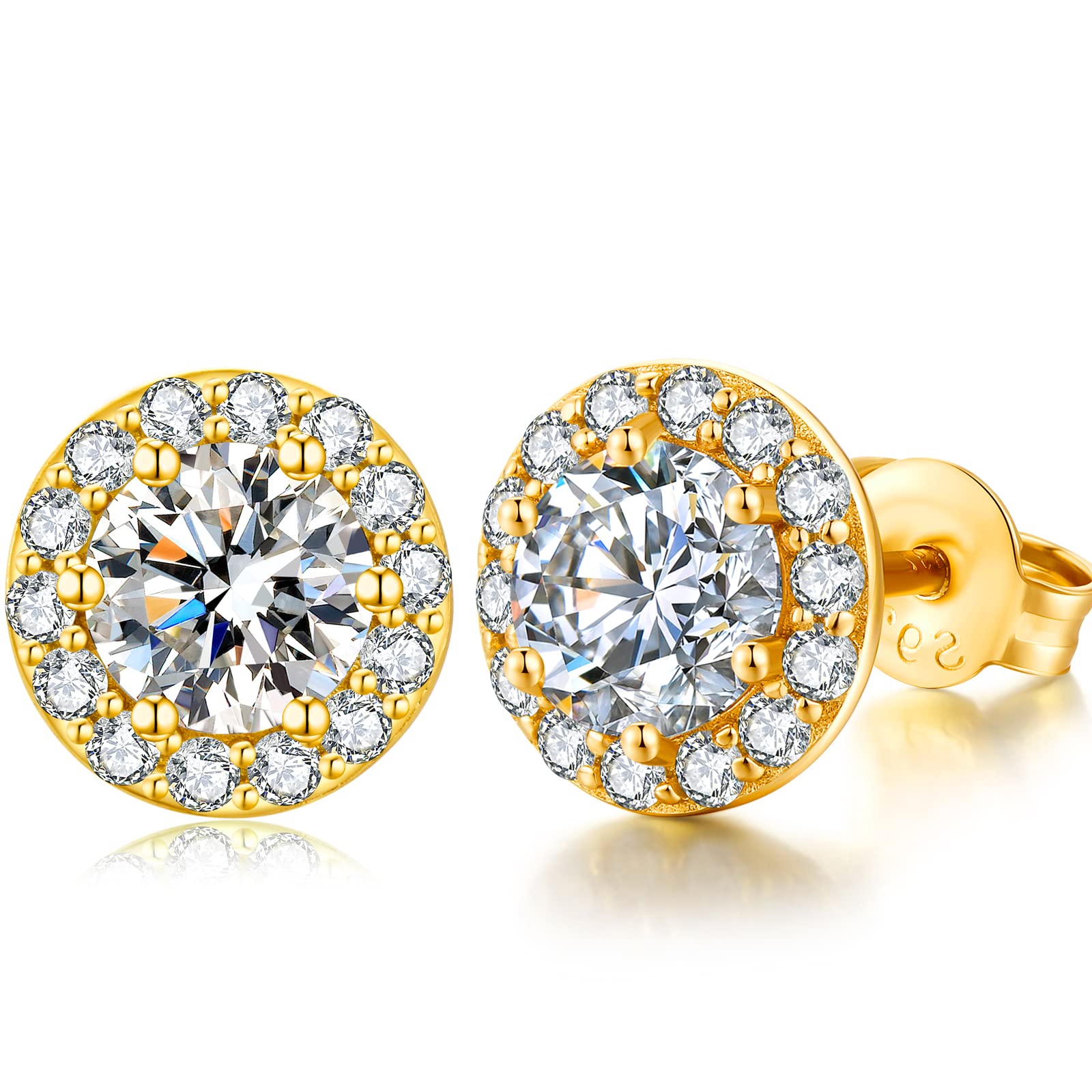 Diamond Earrings for Women Men Diamond Studs Halo Earrings 925 Sterling Silver Cubic Zirconia Cz Earring Studs — image 1