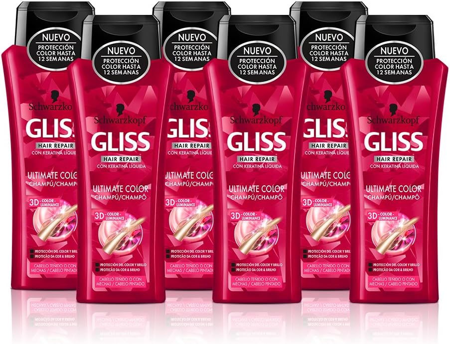 Gliss Shampoo Ultimate Colour - Package of 6 x 250 ml - Total: 1500 ml, Black/White, 250 ml (Pack of 6)