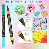 Lyuvie 100 Colours Dual Tip Acrylic Paint Pens Set 50 Pack 1mm Fine Brush Tips view 2