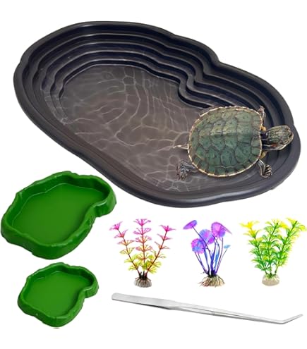 La La Pet 3-Pack Tortoise Dishes Leaf-Shaped Water/Food Bowls
