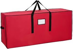 Sattiyrch Christmas Tree Storage Bag,Fits Up to 6 ft Tall Artificial Tree,Heavy Duty 600D Canvas Red Christmas Tree Storage Container with Sleek Dual Zipper and Durable Handles,45" x 15" x 20"