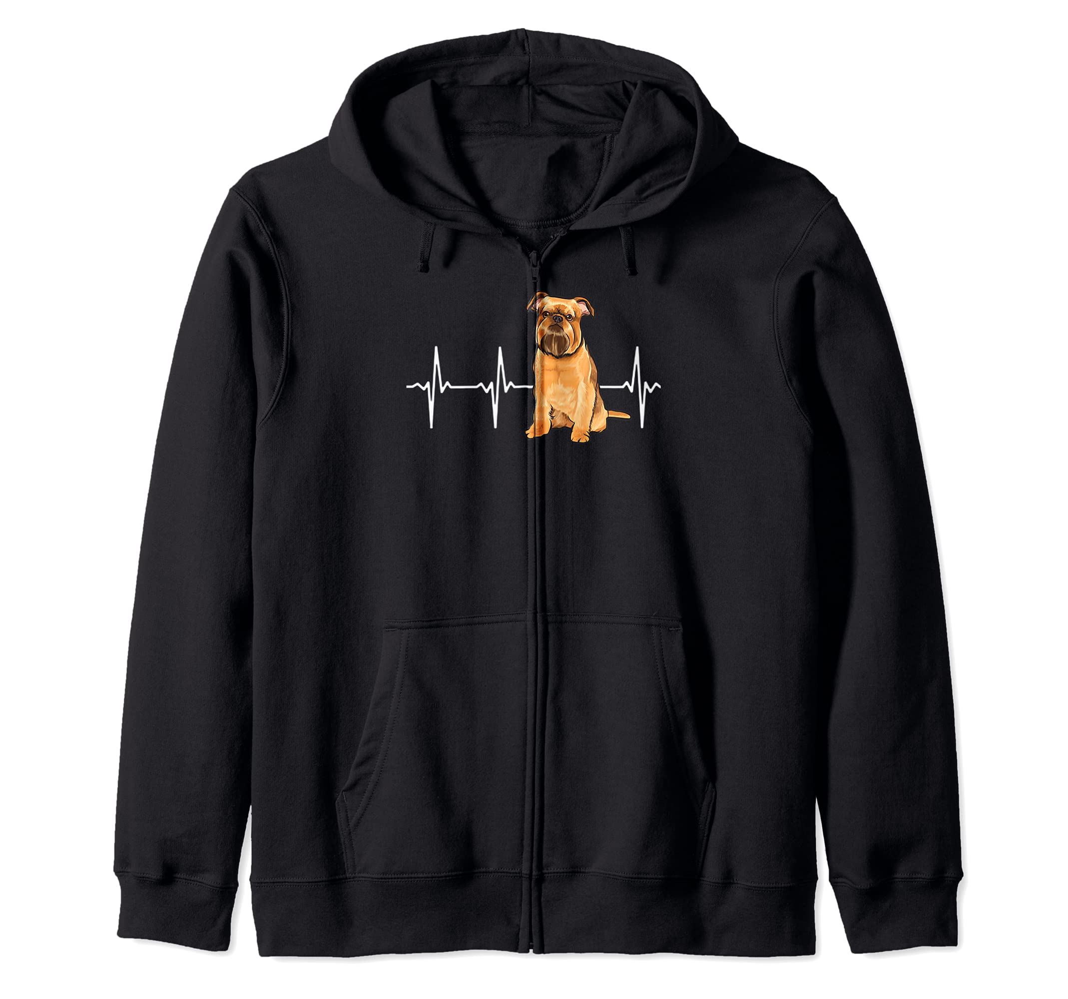 Brussels Griffon Heartbeat Dog Lover Zip Hoodie