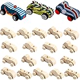 Haconba 18 Pack DIY Wood Car Toys Unfinished Wooden Cars to Paint Wooden Craft Cars for Home Activities Craft Projects Family Time Handicraft