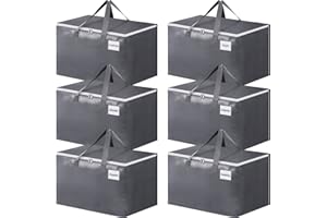 BlissTotes Large Moving Boxes with Zippers & Handles Moving Supplies with lids, Heavy Duty Totes for Storage Bags for Space Saving, Fold Flat, Moving and Storing 125L, 6 Pack