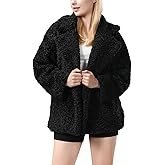 Faux Fur Long Sleeve Gertrude Teddy Coat with Button Big Pockets Sherpa Jacket Casual Trendy Outerwear for Women