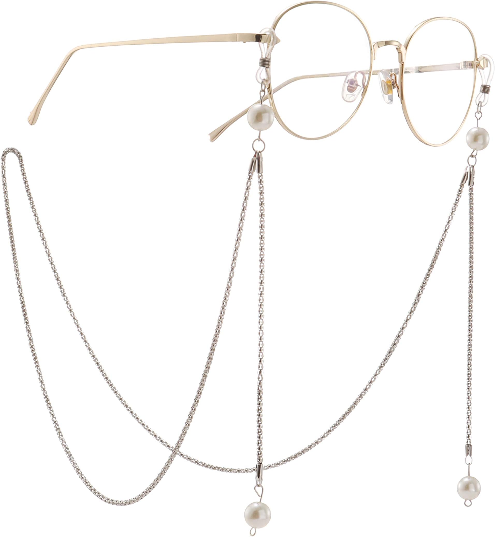 Pearl Eyeglass Chains For Women Beaded Reading Glasses Chain Cords Sunglasses Holder Strap Lanyards Silver GA039