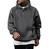 JMIERR Mens 2025 Casual Fahsion Fall Hoodie Pullover Quarter Drawstring Fleece Winter Button Hooded Shirt with Pocket