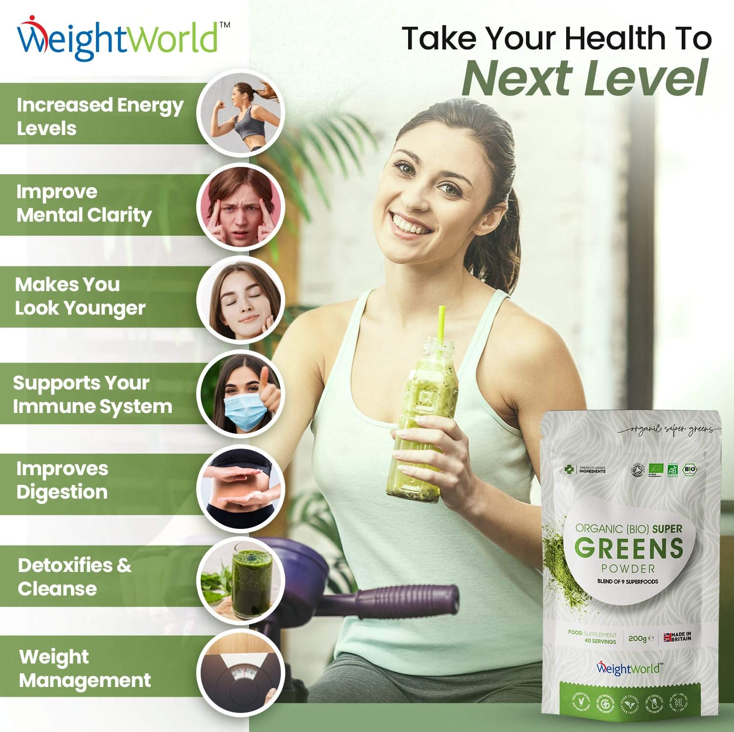 Organic Super Greens Powder, Soil Association Certified, Only Nutrient-Rich Superfoods Like Maca, Guarana & Chlorella - Image 4