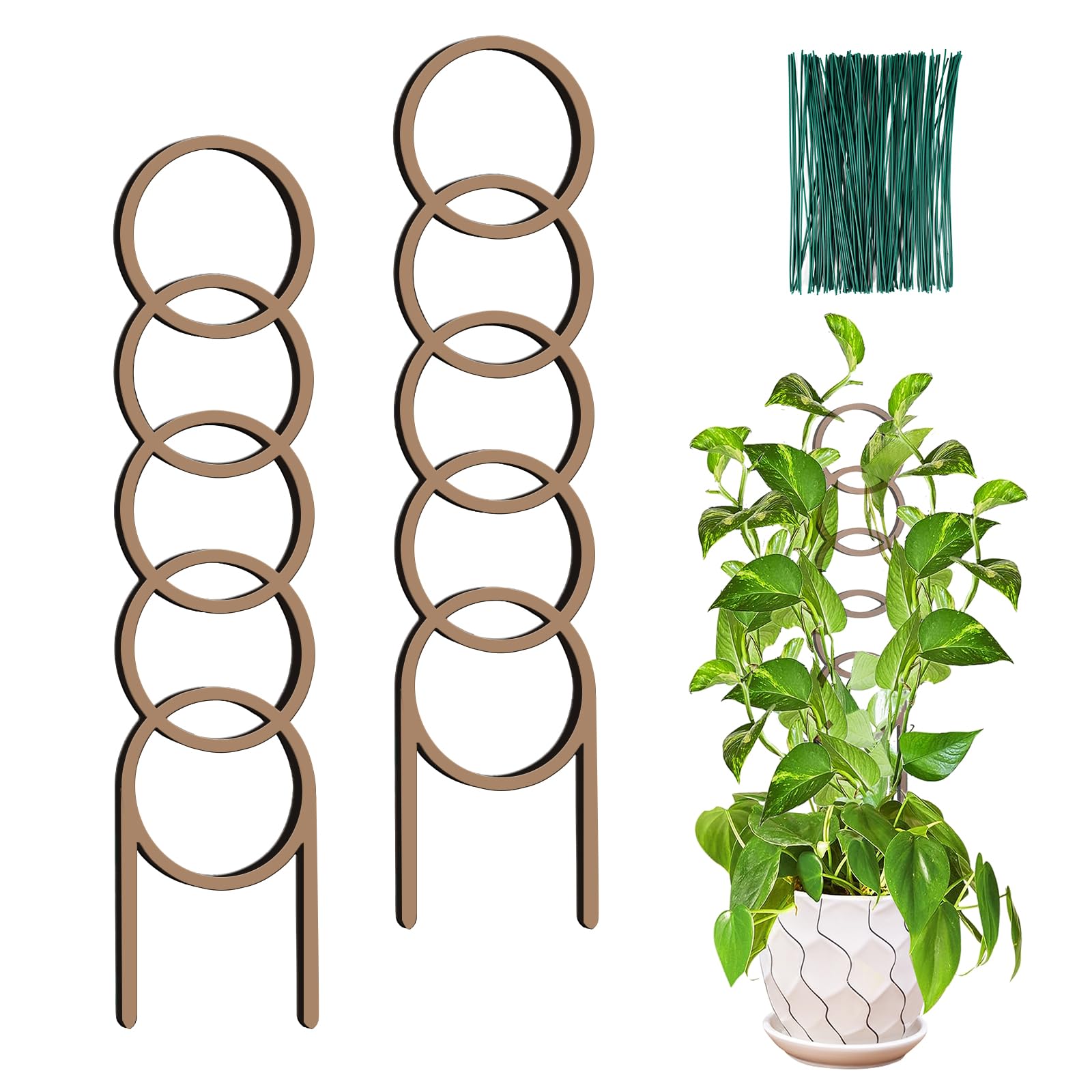 Photo 1 of 17.5 Inch Indoor Plant Trellis for Climbing Plants,Plastics Small Garden Trellis for Potted Plants,Plant Stakes for Indoor Plants Accessories,Plant Support Hoya,Flower (Dark Brown)