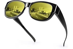 URUMQI Night Vision Glasses Fit Over Glasses for Women, Anti Glare Polarized Nighttime Driving Glasses HD Yellow Lens