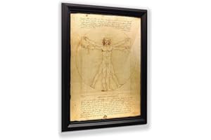CROSSROADS HOME DÉCOR The Vitruvian Man Leonardo Da Vinci, World Famous Wall Art Collection, Fine Art Drawing, Framed Medical Posters for Your Medical Office Decor, Proportions of The Human Figure Drawing, 2453B
