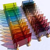 LITMIND 24 Sheets Transparent Stained Glass Variety Pack – Soft Rainbow Mix 6 x 4 Inch Smooth Art Glass for Suncatchers, Mosa