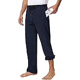 MIVEI Men's 30" 34" 36" Cotton Yoga Sweatpants - Athletic Casual Lounge Open Bottom Straight Leg Loose Pants Zipper Pockets