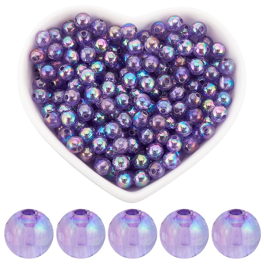 SOFPLATE 1000Pcs Round Acrylic Beads 6mm Bubble Bead Bulk Plastic Purple AB Color Transparent Pearl Spacer Beads Craft Loose Bead for Bracelets Beading Earrings Necklaces jewellery Making DIY Crafts
