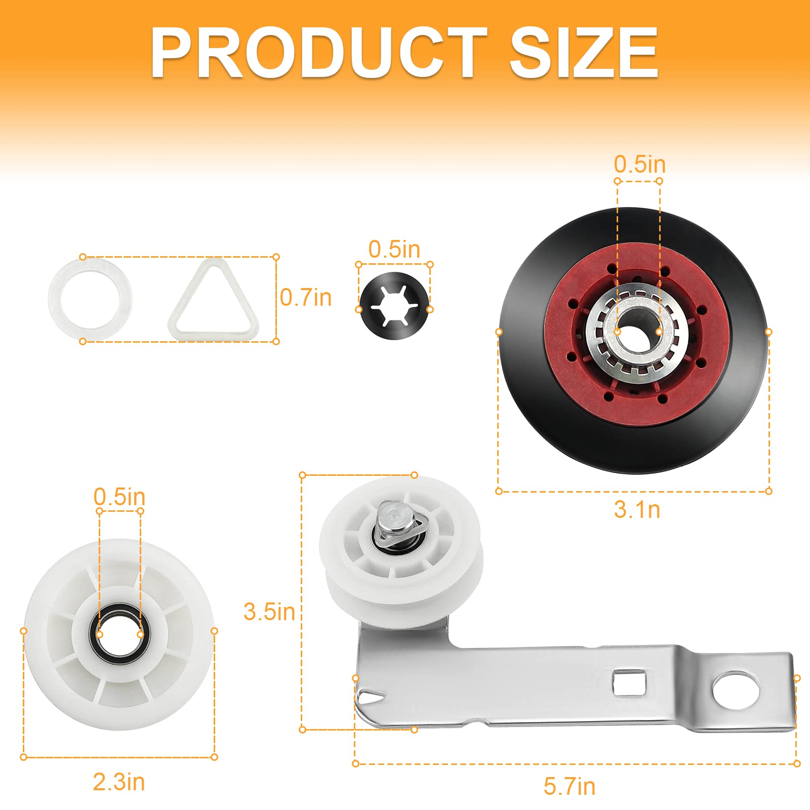 [Newest] 4392067 Dryer Repair Kit and W10837240 Dryer Idler Pulley for Maytag Bravos Whirlpool Duet Kenmore Elite Dryers,with WPW10314173 Drum Roller&661570V Belt&279640 Idler Pulley by TOMOON