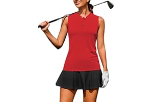 COOrun Womens Golf Shirt Collarless Polo Tank Tops with 1/4 Zip Sleeveless Athletic Tennis Shirts for Women