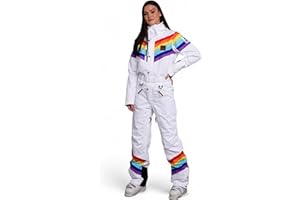 OOSC Rainbow Road Womens Ski Suit | Stylish Retro | Waterproof, Breathable, Insulated Synthetic | Made of Recycled Polyester