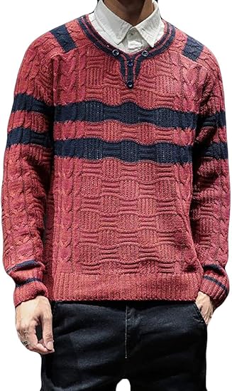 Amazon ニカ メンズ セーター ニット ケーブル編み 長袖 メンズトップス メンズ ファッション 韓国風 セーターメンズ 秋 冬 おしゃれ カジュアル 無地 ニットセーター セーター 通販