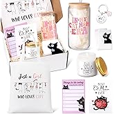 Cat Lover Gifts for Women, Cat Mom Gifts, Cat‘s Themed Gift for Christmas Mother's Day Birthdays, Gift for Cats Lovers for Crazy Cats Lady Mom Daughters with Canvas Bag Glass Cup Scented Candle Socks