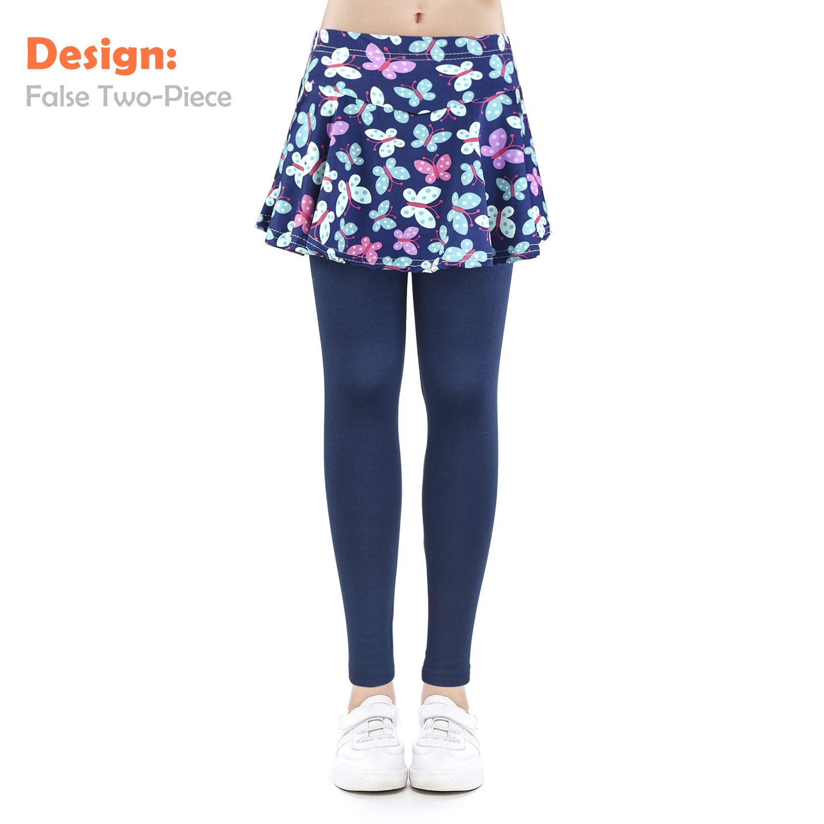 slaixiu Girls Leggings Skirt Stretchy Printing Flower Skirtpants 4-11 Years(GP12_Butterfly_110)
