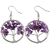 Nupuyai Crystal Dangle Earrings, Tumbled Stones Hook Earrings for Women