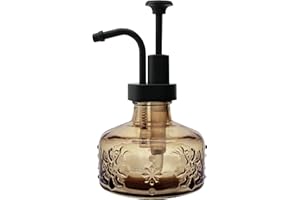 SEICASAYA Cute Mini Glass Soap Dispenser with Pump, 6oz Vintage Gothic Style, Colored Thick Glass, for Bathroom or Vanity Dec