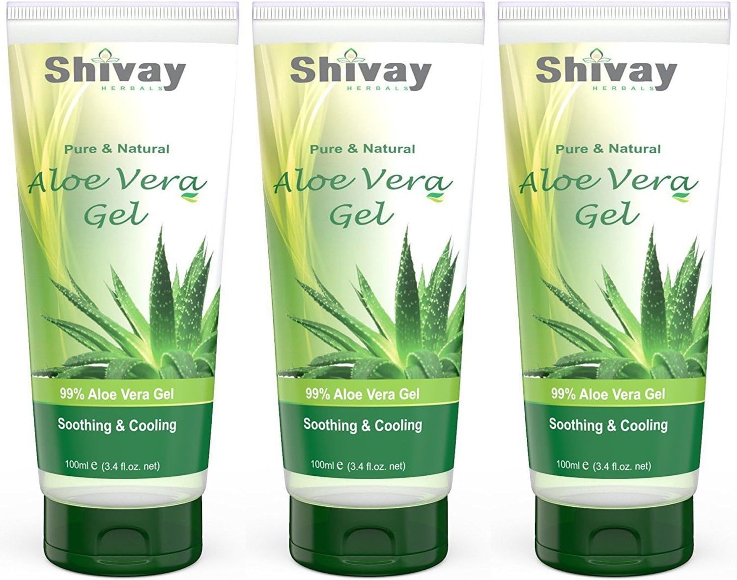 Aloe Vera Gel 99% Pure and Natural Aloe Vera Gel 100ml 3 Pack by Shivay Herbals