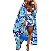 2 Piece Outfits for Women Sexy Beach Cover Up Shorts Set Open Front Long Cardigan