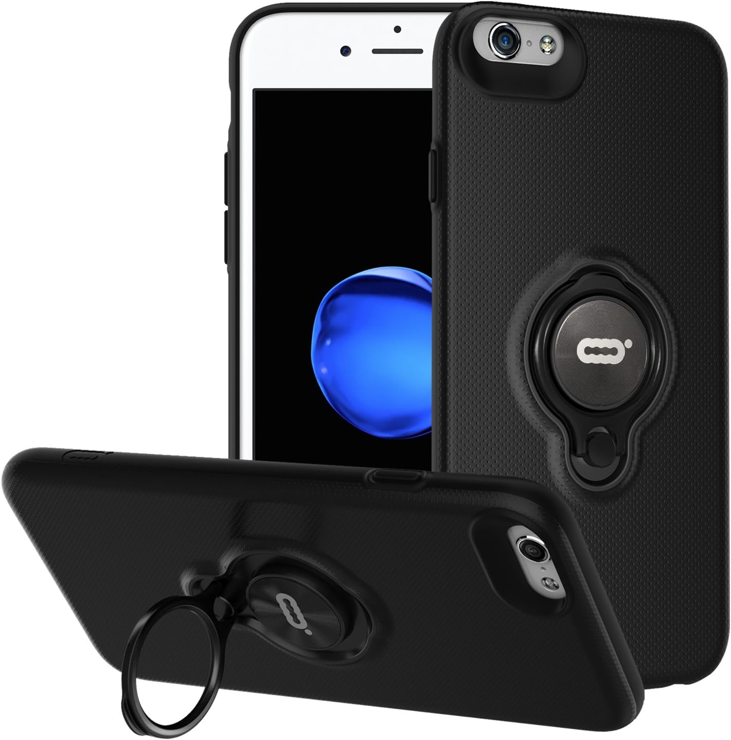 ICONFLANG for iPhone 6s / iPhone 6 Case with Ring Holder Kickstand Function, 360 Degree Rotating Ring Holder Grip Case Ultra Slim Thin Hard Cover for iPhone 6s / 6(4.7inch) (Black)