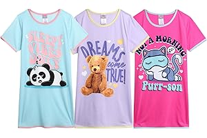 Angel Face Girls Nightgowns Pajama - 3 Pack Soft Breathable Short Sleeve Nightgown Girls Pajamas - Sleep Dress Pajamas (6-14)